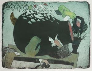 Michel van Overbeeke - Kleurenets met bladgoud, On the table - Ingelijst kopen? Bied vanaf 50!