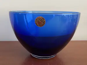 Royal Leerdam - Kobalt blauwe glazen kom op voet kopen? Bied vanaf 50!