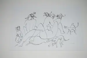 Rob Aussen - 9 inkttekeningen - strandscenes ca. 1983 kopen? Bied vanaf 20!