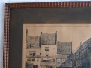 Niet of onleesbaar gesigneerd - Pentekening , “Achtergevels bocht te Enkhuizen” kopen? Bied vanaf 10!