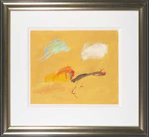 Eugene Brands - Helder gekleurde grote gouache, Composition: The Ancient Maya - Ingelijst verkocht voor € 1200!