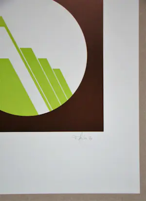 Friedrich Geiler - Concrete-constructieve compositie - 1974 - Originele linoleumsnede, handgesigneerd kopen? Bied vanaf 100!