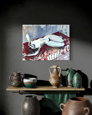 Jean-Marie Planque - Eine wunderschöne und große Aktstudie im Atelier kopen? Bied vanaf 70!