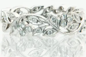32- Exclusieve Art Nouveau stijl 18 krt witgoud & diamant 0.55ct alliance ring kopen? Bied vanaf 460!