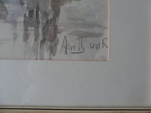 Niet of onleesbaar gesigneerd - Aquarel. Stadsgezicht van Leur uit 1972. kopen? Bied vanaf 1!