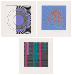 Willem F. Wagner - e.a: Drie handgesigneerde zeefdrukken: Geometrische Composities I, II, III kopen? Bied vanaf 19!