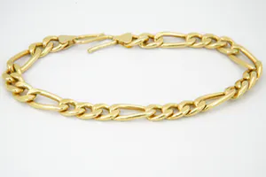 Mooie 18 karaats gouden unisex armband - Figaro model/schakel - gekeurd kopen? Bied vanaf 370!