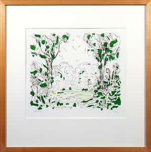 Pieter Holstein - Handgekleurde litho, Ontmoeting - Ingelijst verkocht voor € 40!