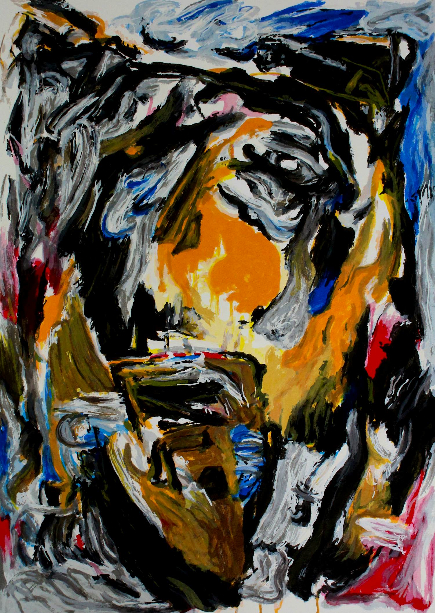 Theo Wolvecamp - Kleuren zeefdruk: Abstracte compositie - 1989 verkocht voor € 225!