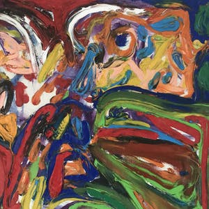 Finn Pedersen - Olieverf op doek - 2008 - zeer kleurrijk werk kopen? Bied vanaf 465!