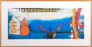 Theo Koster - Zeefdruk en collage, Zonder titel (liggend blauw) - Ingelijst (Groot) verkocht voor € 50!