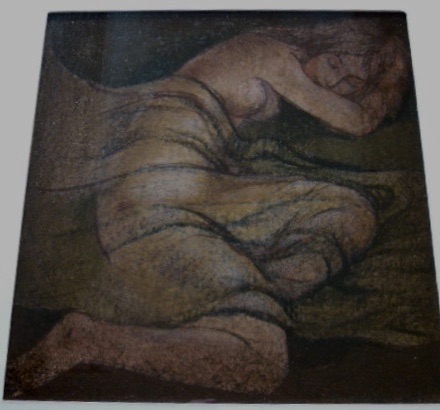 Godelieve Meulepas - Gesigneerd modern schilderij " VROUW ONDER VOILE " kopen? Bied vanaf 45!