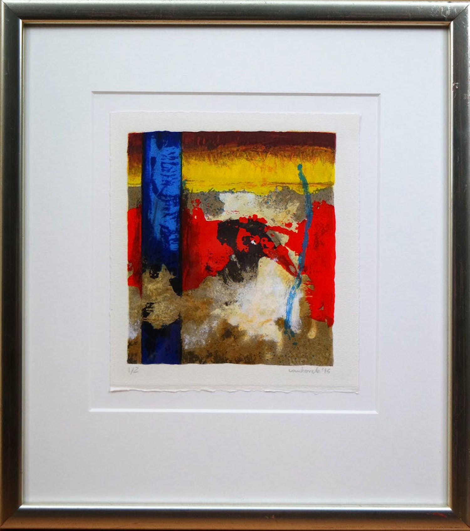 Hans Vanhorck - zeefdruk - "abstracte compositie" - oplage 1 /2 verkocht voor € 70!