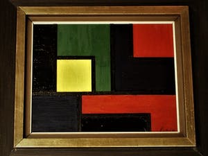 Pjotr van Oorschot - Geometrische Hout en Acrylverf Collage "Hommage a de Stijl" gesigneerd kopen? Bied vanaf 10!