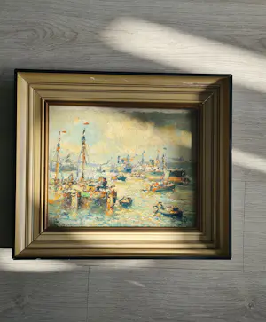 Evert Moll - Evert Moll: Gezicht op de Rotterdamse Haven kopen? Bied vanaf 750!