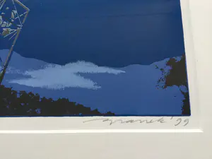 Willem Brauck - GSM mast in aanbouw | kleuren zeefdruk (1999) - ingelijst kopen? Bied vanaf 22!