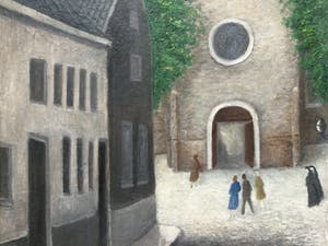 Niet of onleesbaar gesigneerd - Kerkgang | fraai geschilderd tafereel kopen? Bied vanaf 1!