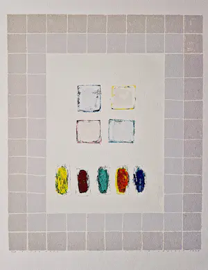 Piet Zegveld - grote geometrisch abstracte litho -eigen druk - kleine oplage (38) - gesigneerd kaufen? Bieten Sie von 34!