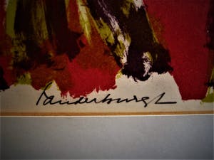 Flip van der Burgt - Mooie grote 1e druk Kleurhoutsnede "Vrouw met doek" gesigneerd kopen? Bied vanaf 10!