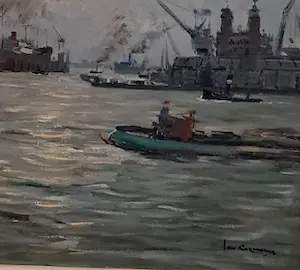 Jan Korthals - Havengezicht Binnen-IJ Amsterdam kopen? Bied vanaf 550!