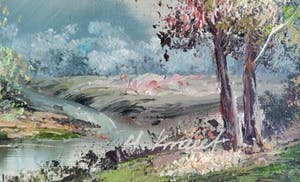 Henner Knauf - (1901-1974) boerderij aan het water, olieverf op doek kopen? Bied vanaf 35!