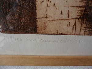 Guillaume Le Roy - Fraaie abstracte ets in sepia kleuren. kopen? Bied vanaf 45!