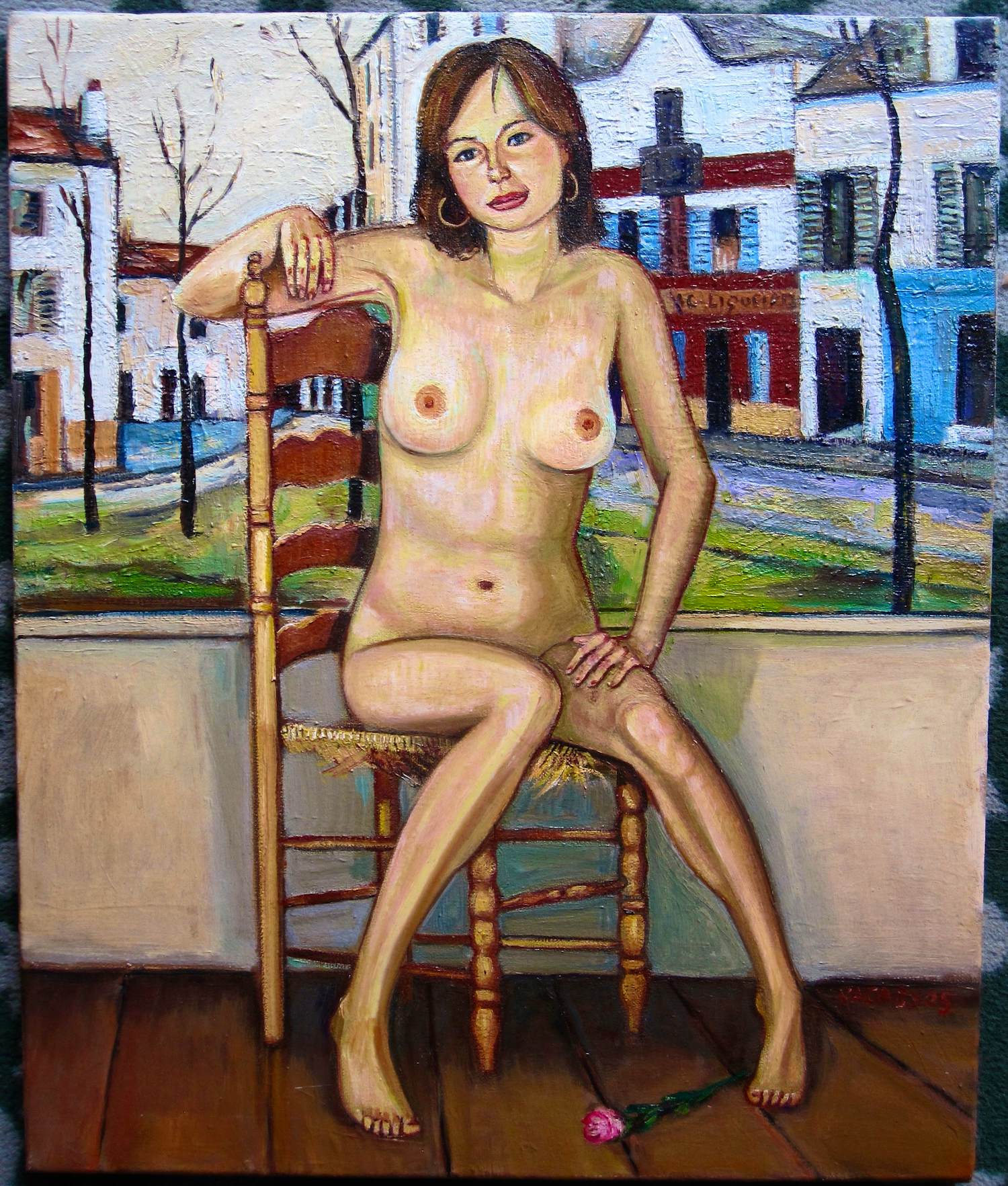 Denny Jacobs - Naakte vrouw met roos op het balkon kopen? Bied vanaf 100!