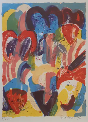 Jan Cremer - Zeefdruk " Tulipe 01-96". Mooi ingelijst. kopen? Bied vanaf 300!