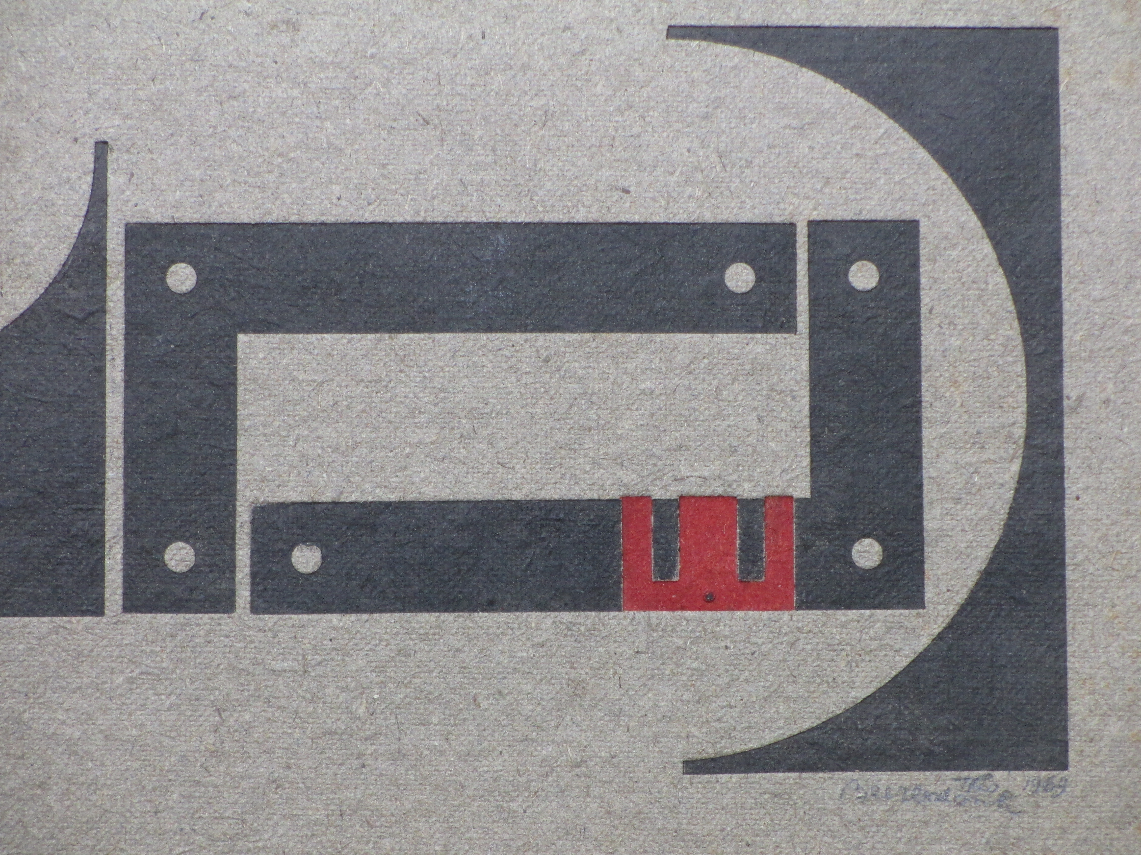 Theo Beerendonk - Abstracte compositie in zwart/rood - Ets in diepdruk kopen? Bied vanaf 1!