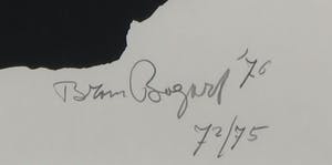 Bram Bogart - Zeefdruk, Z.T. Compositie in blauw en zwart - Ingelijst kopen? Bied vanaf 1!