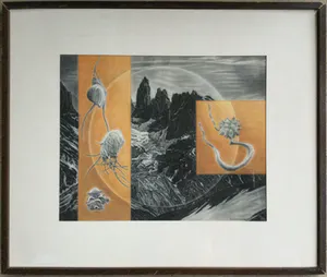 Rein van Briemen - "Vormdoorbreking" | surrealistische pasteltekening (1981) - ingelijst kopen? Bied vanaf 59!