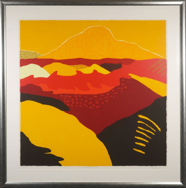 Ronald Boonacker - Ronald Boonacker: Zeefdruk, Mount Vesuvius - Ingelijst (Groot!) verkocht voor € 100!