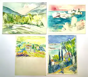 Joe Wols - Lot met 4 aquarellen verkauft für € 35!