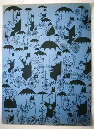 Opland - Fietsende figuren. verkocht voor € 1!