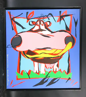 Jeroen Gerlofsma - Acryl op doek, Kinkie Koe - Ingelijst kopen? Bied vanaf 50!