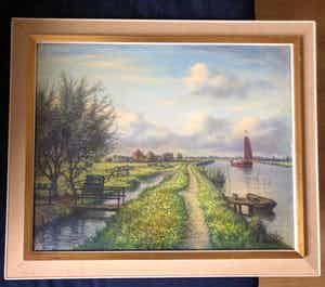 Gerrit N. Woudt - 1911-1983 Zaans landschap verkocht voor € 150!
