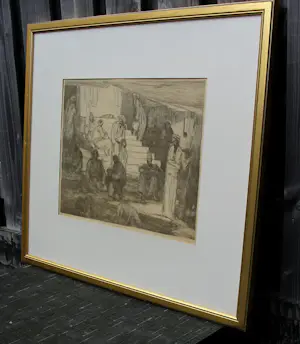 Marius Bauer - Ingelijste ets: in Stamboel - 1890 kopen? Bied vanaf 375!