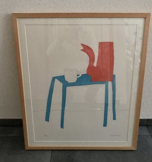 Klaas Gubbels - Rode kan, witte kop en blauwe tafel kopen? Bied vanaf 450!