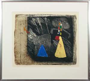 Michel van Overbeeke - Kleurenets met bladgoud, Golden Mountain - Ingelijst verkocht voor € 50!