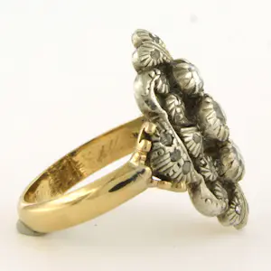 Buy 14k geel goud en zilver ring met Bolsjewiek en roos geslepen diamant tot. 0.50ct? Bid from 800!