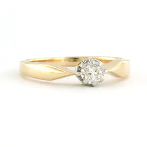 14k gouden gouden solitair ring met bolsjewiek geslepen diamant tot. 0,25ct kopen? Bied vanaf 310!