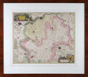 AcheterPieter Schenk (II) - Handgekleurde gravure, Kaart van Limburg - Ingelijst? Enchérissez de 60!