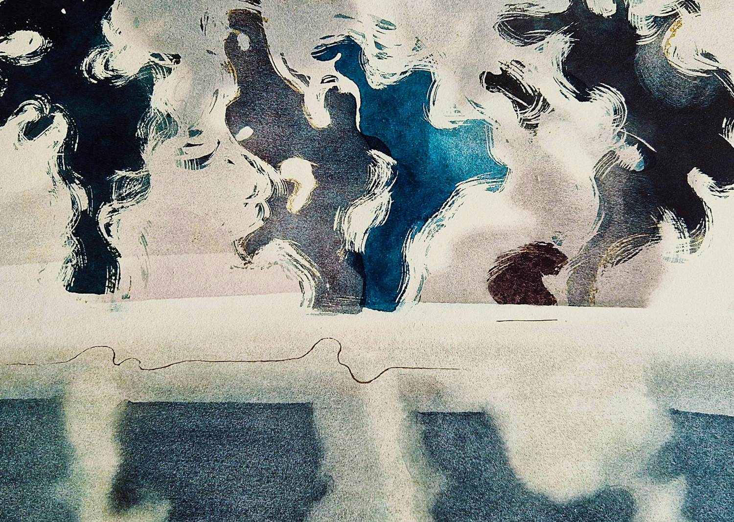 Poen de Wijs - Bijzondere (want abstract) Aquarel -1976- "on-volledig droombeeld"potloodgesign. kopen? Bied vanaf 56!
