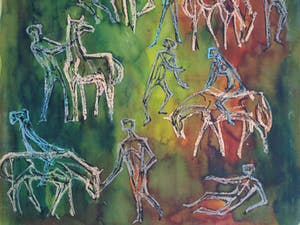 Klaas Pijlman - Gemengde techniek , “Mens en Paard” – 1965 – 60 x 40 cm kopen? Bied vanaf 75!