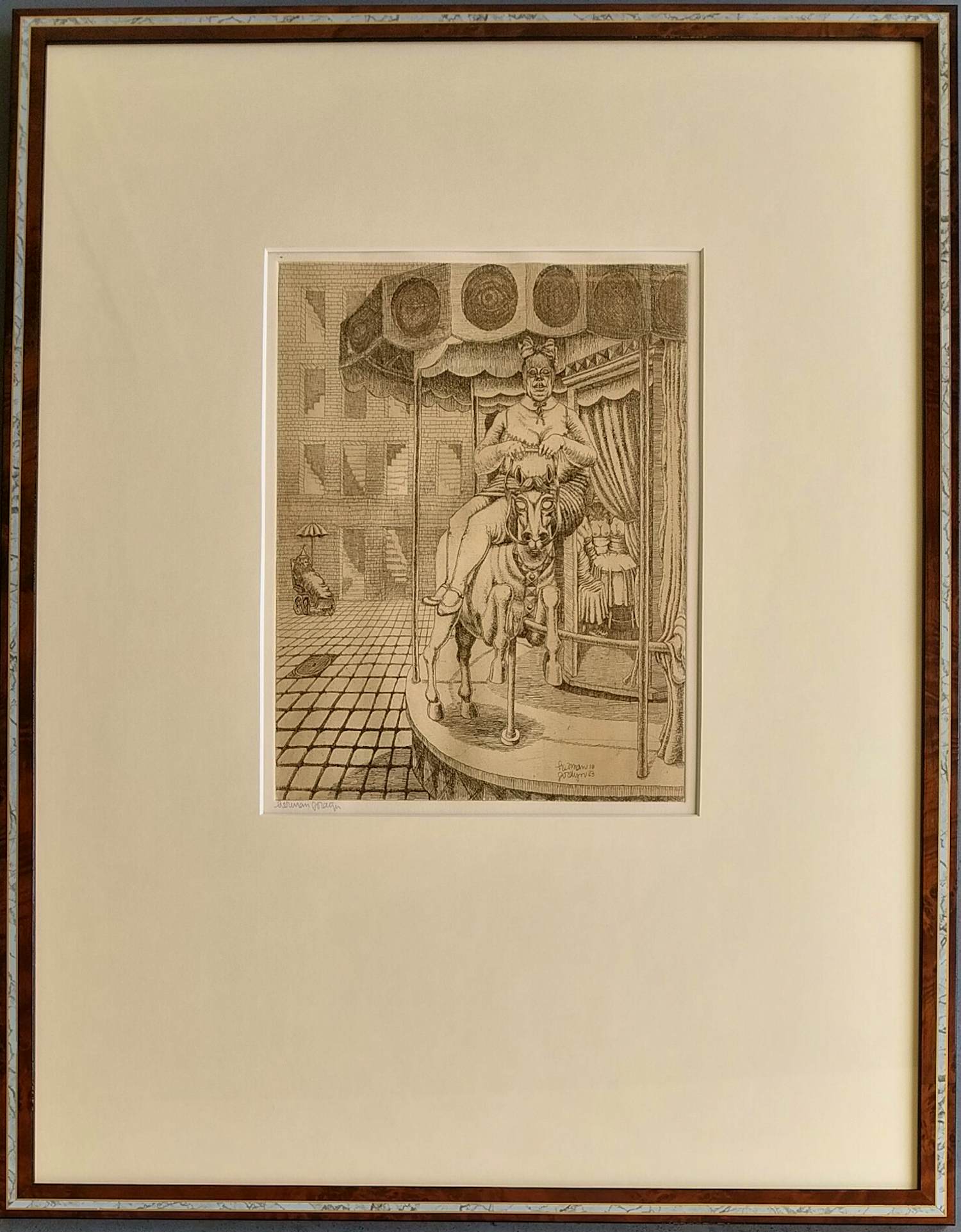 Herman Gordijn - Draaimolen – ingelijste gesigneerde ets kopen? Bied vanaf 299!