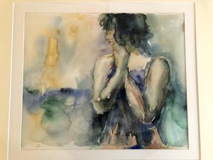 Betty van Beurden - Vrouw poserend - Aquarel, Ingelijst kopen? Bied vanaf 60!