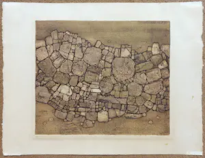 Nono Reinhold - Terre de pierres, aquatint ets met reliëfdruk (kleine oplage) kopen? Bied vanaf 200!