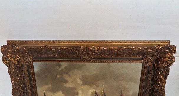 Niet of onleesbaar gesigneerd - Haarlem, Spaarne haven bij maanlicht - Gesigneerd:Vos (wie?) - Prachtige lijst! kopen? Bied vanaf 1!