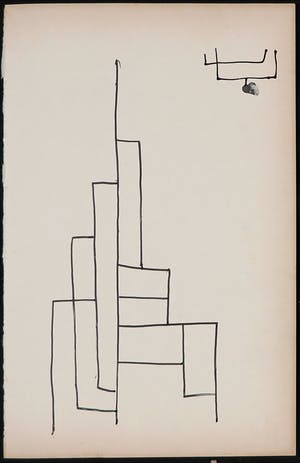 Siep van den Berg - Inkttekening, Twee abstracte composities kopen? Bied vanaf 10!