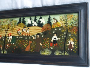 Renate Koblinger-Drobar - Achterglasschildering , Op een mooie herfstdag.. – ingelijst – ca 1980 kopen? Bied vanaf 45!